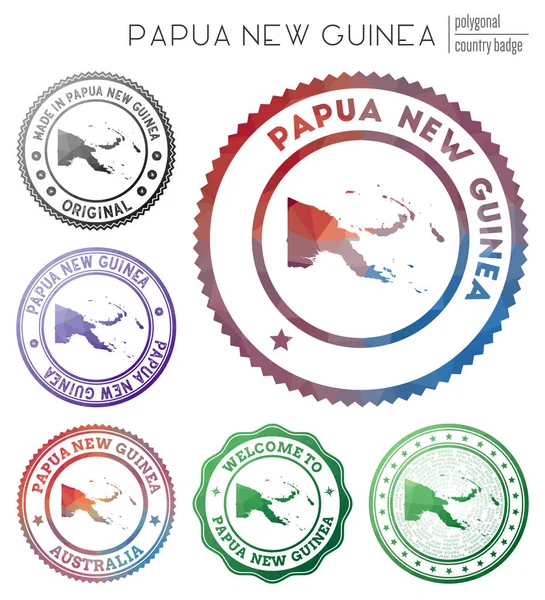 Insignia de Papúa Nueva Guinea Colorido símbolo de país poligonal Multicolor geométrico Papúa Nueva Guinea — Vector de stock