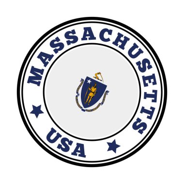 Massachusetts imzası. Massachusetts bayrağıyla eyalet logosunu sarın. Vektör illüstrasyonu.
