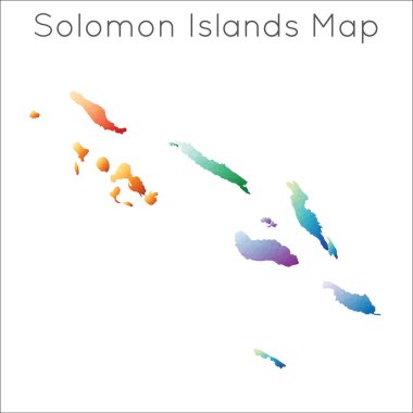 Solomon Adaları 'nın alçak Poli haritası. Solomon Adaları geometrik çokgen, mozaik biçim haritası.
