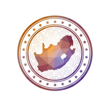 Güney Afrika 'nın düz yalan makinesi damgası. Çokgen Güney Afrika rozeti. Ülkenin trend vektör logosu.