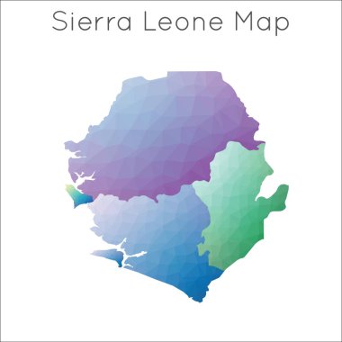 Sierra Leone 'nin düşük polimerli haritası. Sierra Leone geometrik çokgen, mozaik biçim haritası.