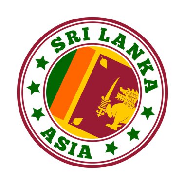 Sri Lanka işareti. Sri Lanka bayrağı taşıyan ülke logosu. Vektör illüstrasyonu.