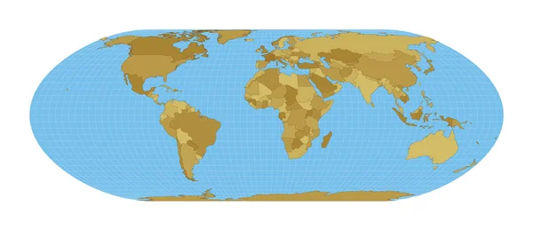 World Map Nell Hammer Projection Map World Meridians Blue Background — 스톡 벡터