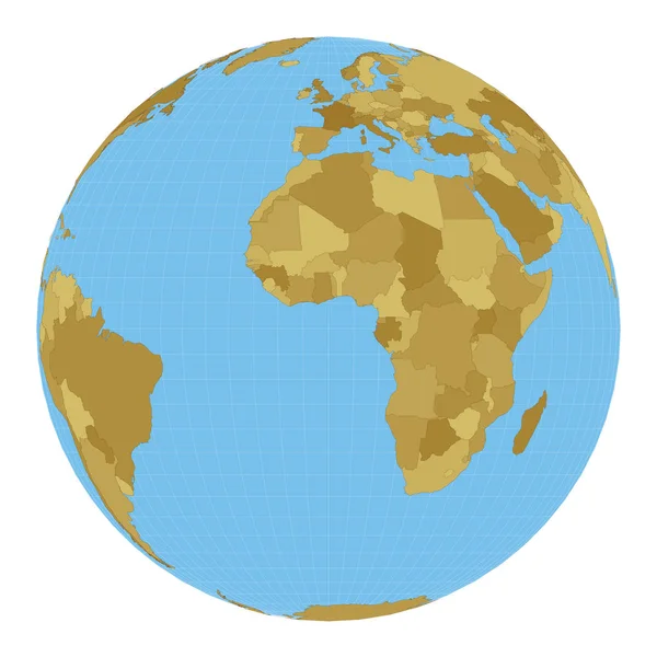 World Map Orthographic Projection Map World Meridians Blue Background Vector — 스톡 벡터