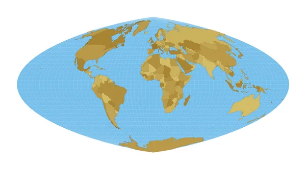 Mapa Del Mundo Proyección Eumórfica Boggs Mapa Del Mundo Con — Vector de stock