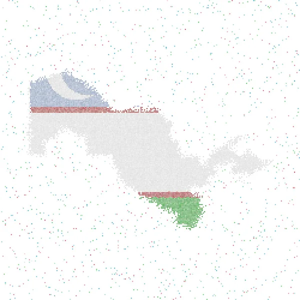 Χάρτης Του Ουζμπεκιστάν Ψηφιδωτός Χάρτης Σημαία Ουζμπεκιστάν Εικονογράφηση Διανύσματος — Διανυσματικό Αρχείο