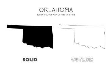 Oklahoma haritası. US State 'in boş vektör haritası. Bilgi için Oklahoma 'nın sınırları. Vektör illüstrasyonu.
