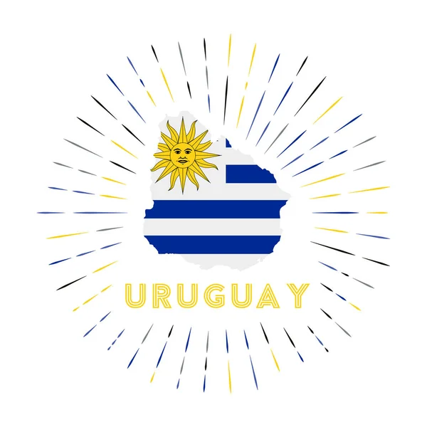 Uruguay Güneş Patlaması Rozeti Ülke Uruguay Haritasıyla Uruguay Bayrağını Imzaladı — Stok Vektör