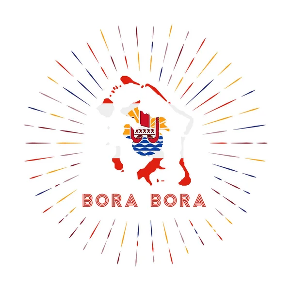 Odznak Bora Bora Sunburst Ostrovní Značka Mapou Bora Bora Francouzskou — Stockový vektor