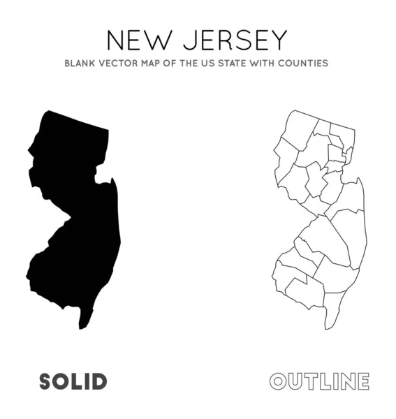 New Jersey haritası. US State 'in boş vektör haritası. Bilgi için New Jersey 'nin sınırları. Vektör illüstrasyonu.
