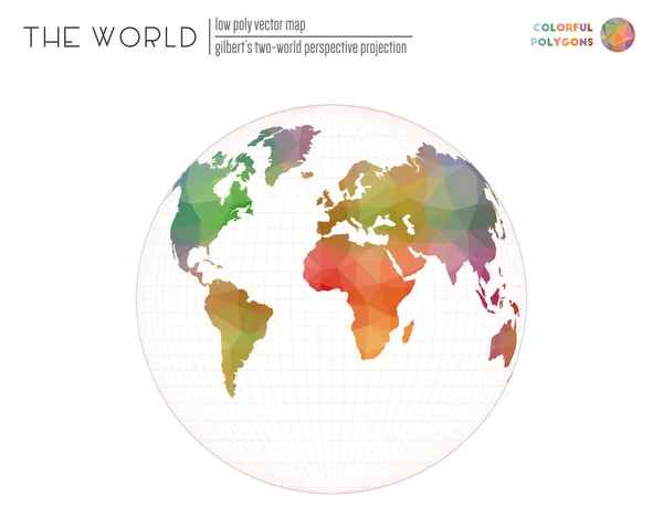 Wereldkaart Met Levendige Driehoeken Gilbert Twee Wereld Perspectief Projectie Van — Stockvector