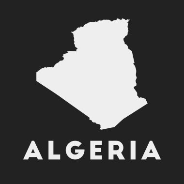 Cezayir simgesi ülke haritasında koyu arkaplan stili Cezayir haritası ve ülke adı Vector