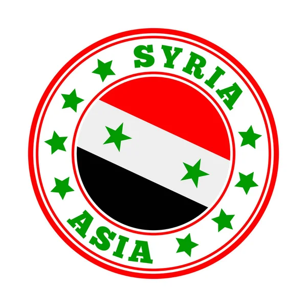 Assinatura Síria Logotipo Redondo País Com Bandeira Síria Ilustração Vetorial — Vetor de Stock