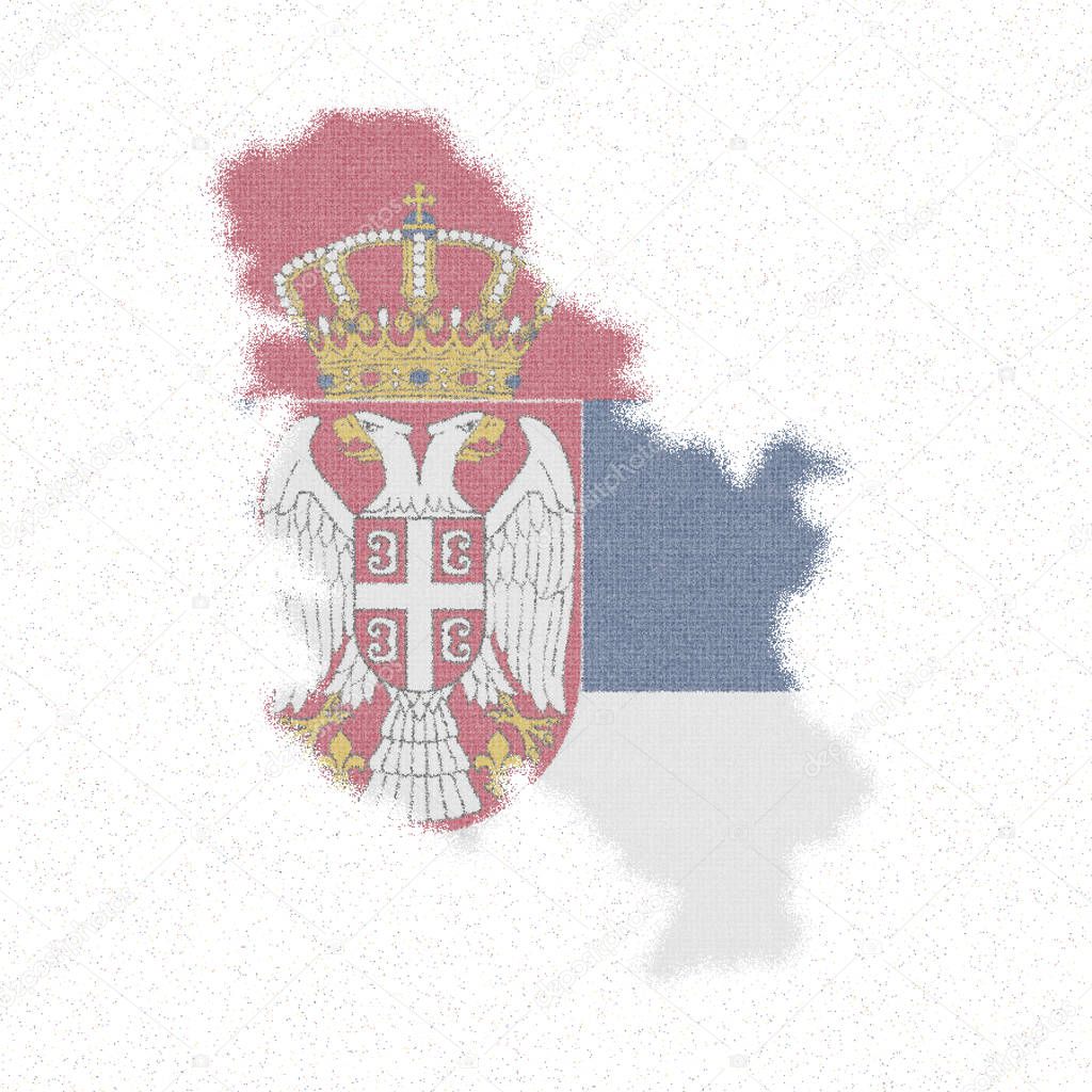 Map of Serbia. Mosaic style map with flag of Serbia. Beautiful vector illustration.