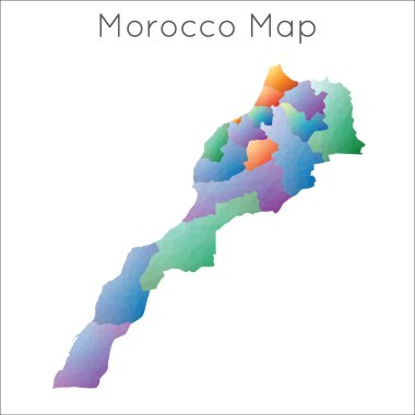 Fas geometrik çokgen mozaik haritasının düşük Poli haritası