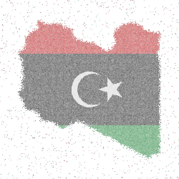 Karta Över Libyen Mosaik Stil Karta Med Flagga Libyen Vektorillustration — Stock vektor