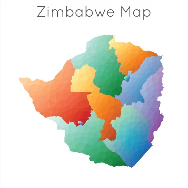 Low Poly map of Zimbabwe Zimbabwe geometric polygonal mosaic style map — 스톡 벡터