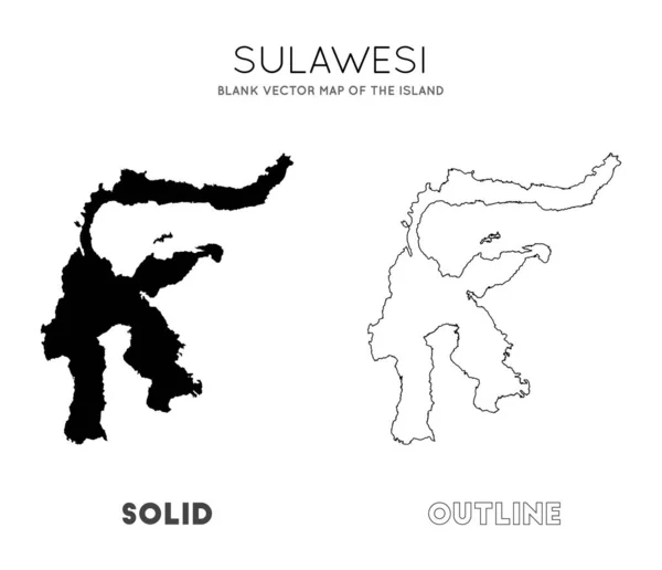 スラウェシ州地図スラウェシ島の空白のベクトル図あなたのインフォグラフィックベクトルのためのスラウェシ島の境界 — ストックベクタ