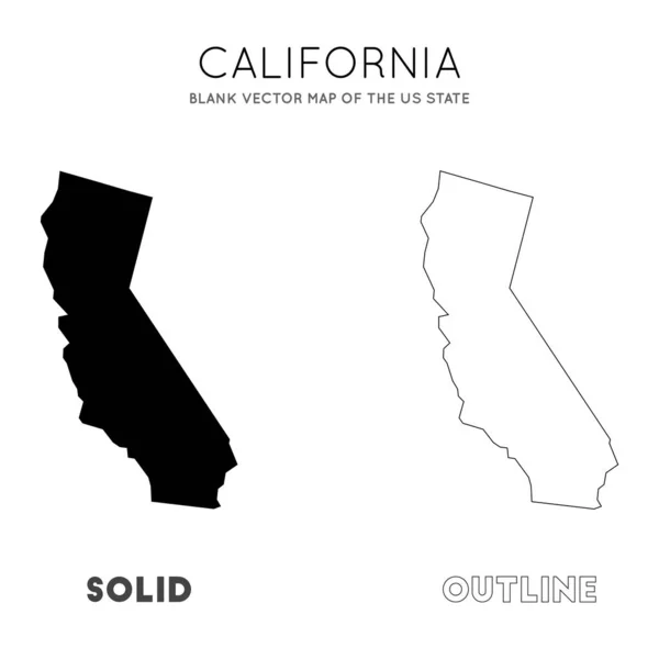 Mapa Kalifornie Prázdná vektorová mapa státních hranic Kalifornie pro váš infografický vektor — Stockový vektor