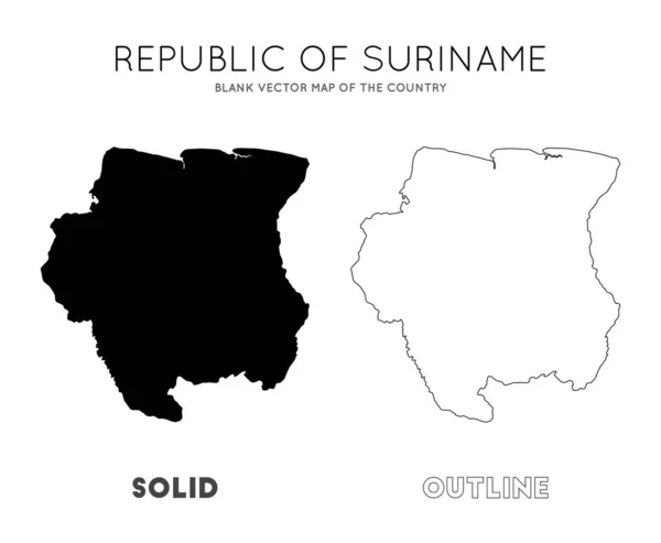 Карта Суринама Пустая векторная карта границ Суринама для вашего инфографического вектора — стоковый вектор