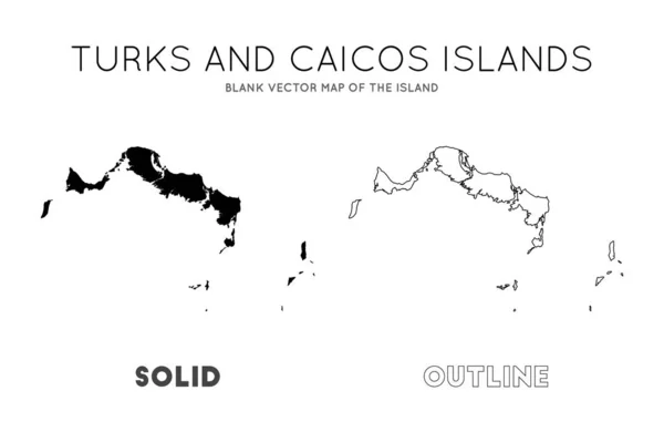 Islas Turcas y Caicos mapa mapa vectorial en blanco de las fronteras insulares de las Islas Turcas y Caicos — Vector de stock