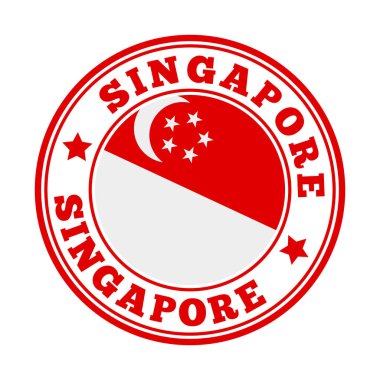 Singapur, Singapur Vektör illüstrasyonlu Yuvarlak Ülke logosunu imzaladı