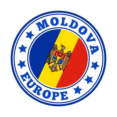 Moldova, Moldova Vektör illüstrasyonunun bayrağıyla yuvarlak ülke logosunu imzaladı