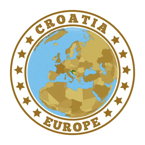 Логотип Хорватии Круглый знак страны с картой Хорватии в мировом контексте — стоковый вектор