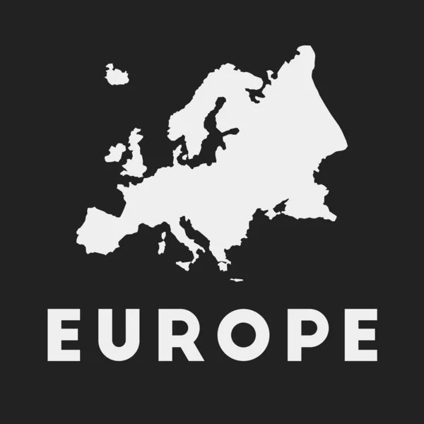 Ikona Evropy Mapa kontinentu na tmavém pozadí Stylová mapa Evropy s názvem kontinentu Vector — Stockový vektor