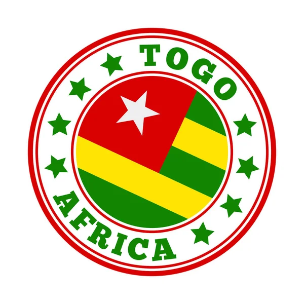 Togo sinal logotipo do país redondo com bandeira de Togo Vector ilustração — Vetor de Stock
