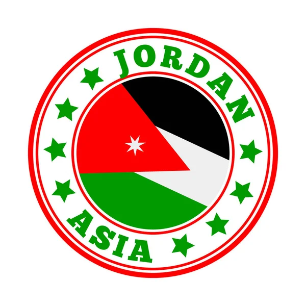 Jordan sign Logo paese rotondo con la bandiera di Jordan Vector illustrazione — Vettoriale Stock