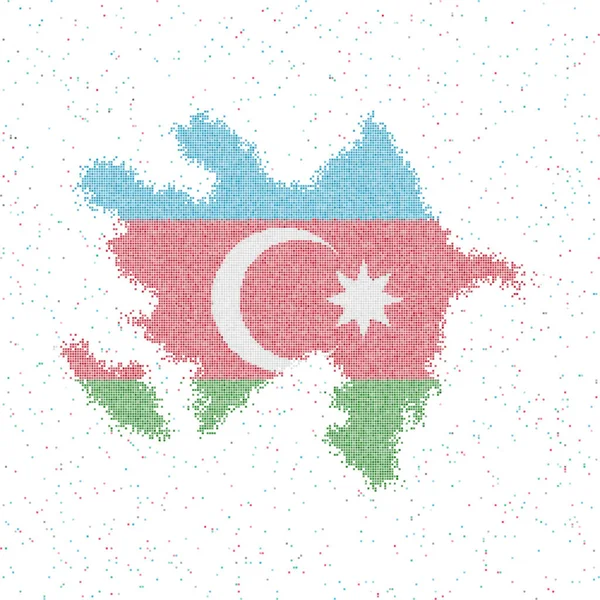 Map of Azerbaijan Mosaic style map with flag of Azerbaijan Vector illustration — ストックベクタ