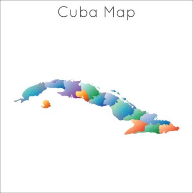 Küba 'nın düşük Poli haritası geometrik çokgen mozaik biçim haritası