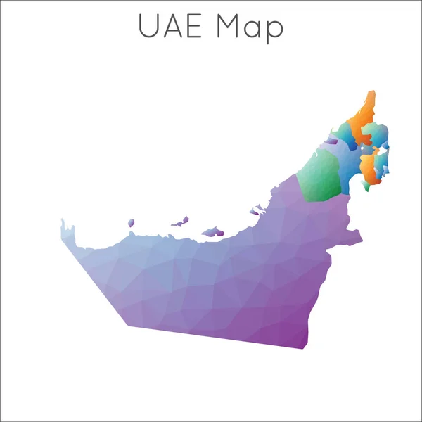 Low Poly mapa de Emiratos Árabes Unidos mapa geométrico del estilo del mosaico poligonal — Archivo Imágenes Vectoriales