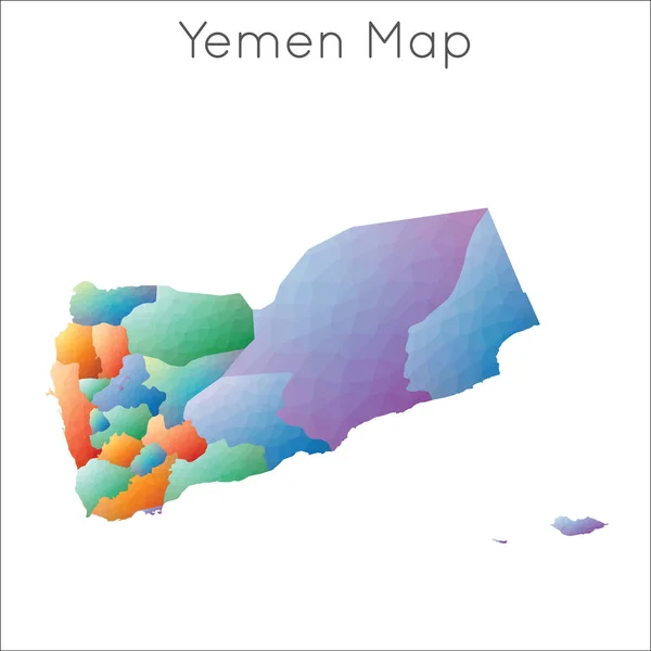 Low Poly mapa de Yemen Yemen geométrico mosaico poligonal mapa de estilo — Archivo Imágenes Vectoriales