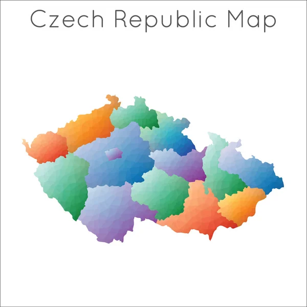 Mapa de Low Poly da República Checa Mapa de mosaico poligonal geométrico da República Checa — Vetor de Stock