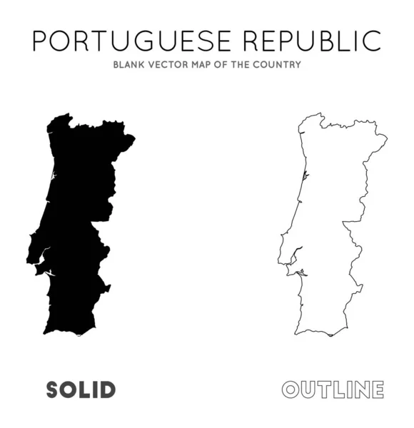 Portugal mapa Mapa vetorial em branco das Fronteiras do País de Portugal para o seu infográfico Vetor —  Vetores de Stock