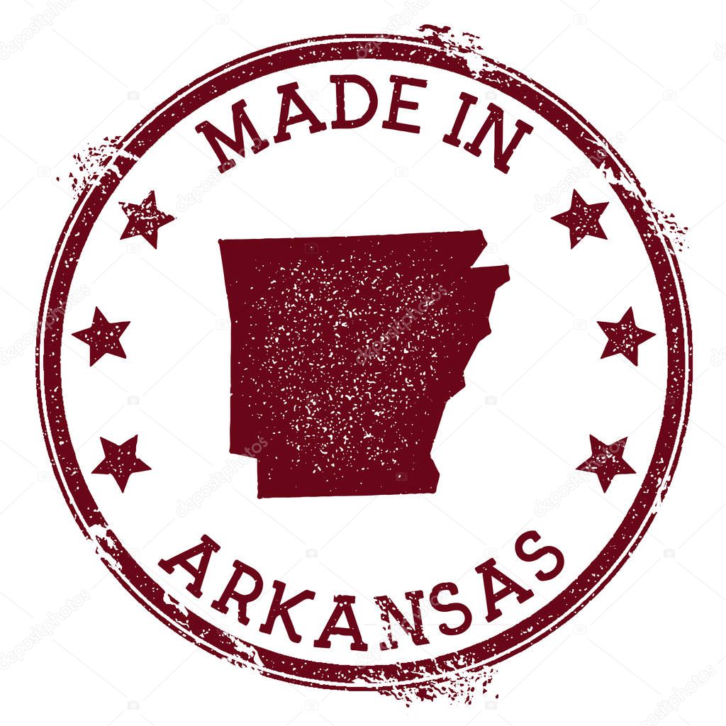 Made in Arkansas stamp Grunge rubber stamp with Made in Arkansas text and us state map Ravishing