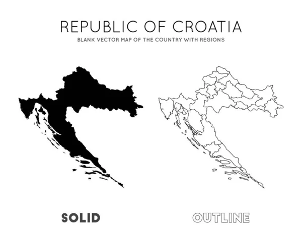 Hırvatistan, bilgi için Hırvatistan 'ın Sınır Bölgelerini içeren boş vektör haritasının haritasını çıkardı — Stok Vektör