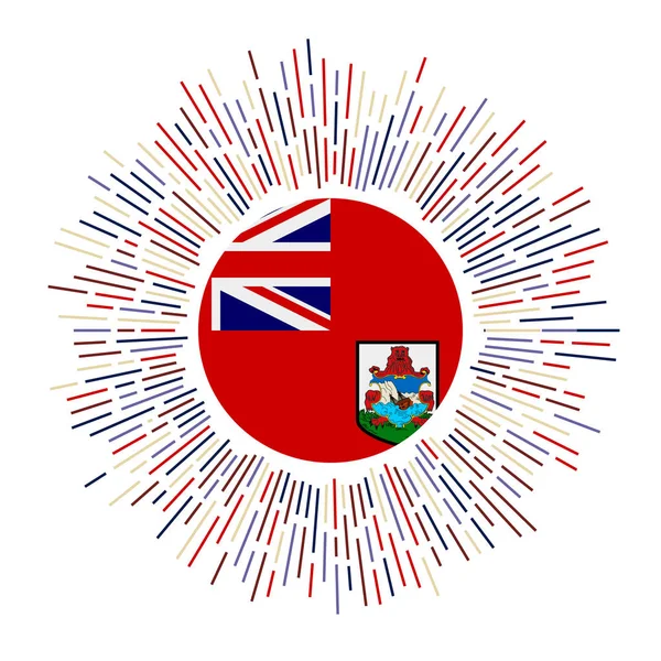 Signo de las Bermudas Bandera del país con rayos de colores Radiante explosión de sol con bandera de las Bermudas Vector — Vector de stock