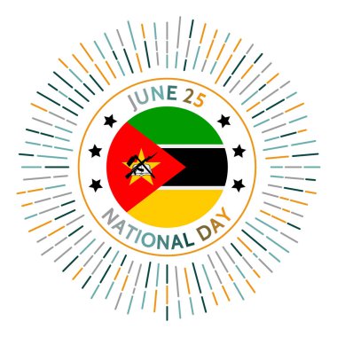 Mozambik ulusal gündüz rozeti 1975 yılında Portekiz 'den Bağımsızlık 25 Haziran' da kutlandı