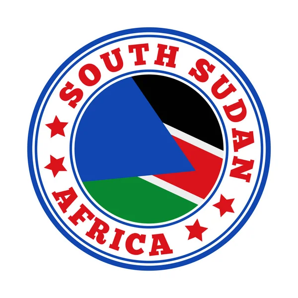 Sydsudan tecken Rund land logotyp med flagga Sydsudan vektor illustration — Stock vektor