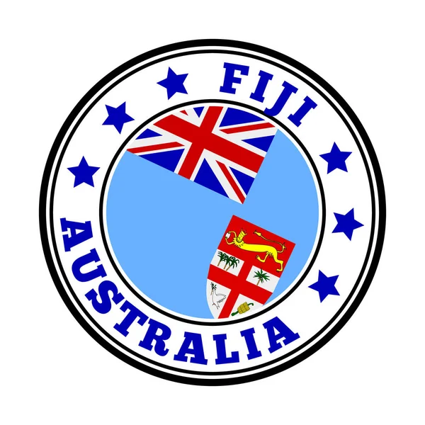 斐济签署印有斐济国旗的圆形国家标识 — 图库矢量图片