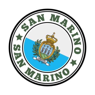 San Marino, San Marino Vektör illüstrasyonunun bayrağıyla yuvarlak ülke logosunu imzaladı