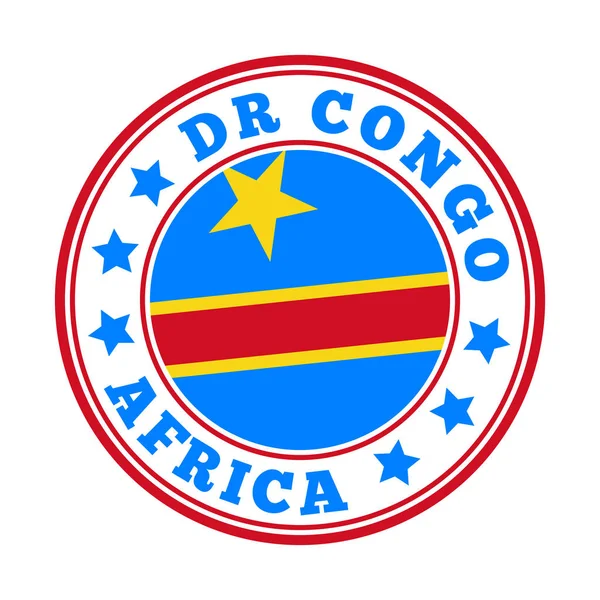 DR Congo segno Round country logo con la bandiera di DR Congo Illustrazione vettoriale — Vettoriale Stock