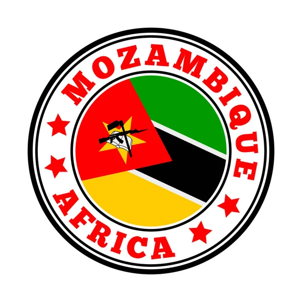Mozambico segno Round country logo con la bandiera del Mozambico Illustrazione vettoriale — Vettoriale Stock