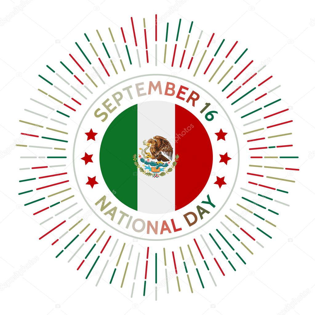 Mexico national day badge Independence from Spain declared in 1810 Celebrated on September 16