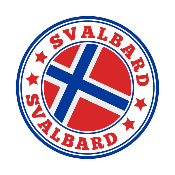 Svalbard sign Round country logo with flag of Svalbard Vector illustration