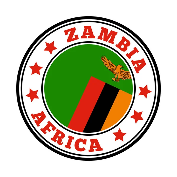 Zambia sign Round country logo with flag of Zambia Vector illustration — 스톡 벡터