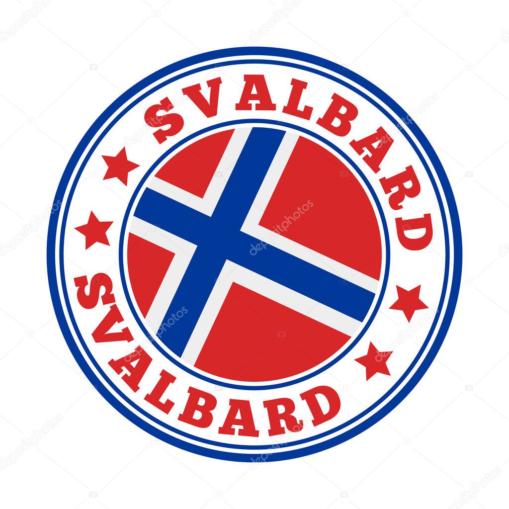Svalbard sign. Round country logo with flag of Svalbard. Vector illustration.